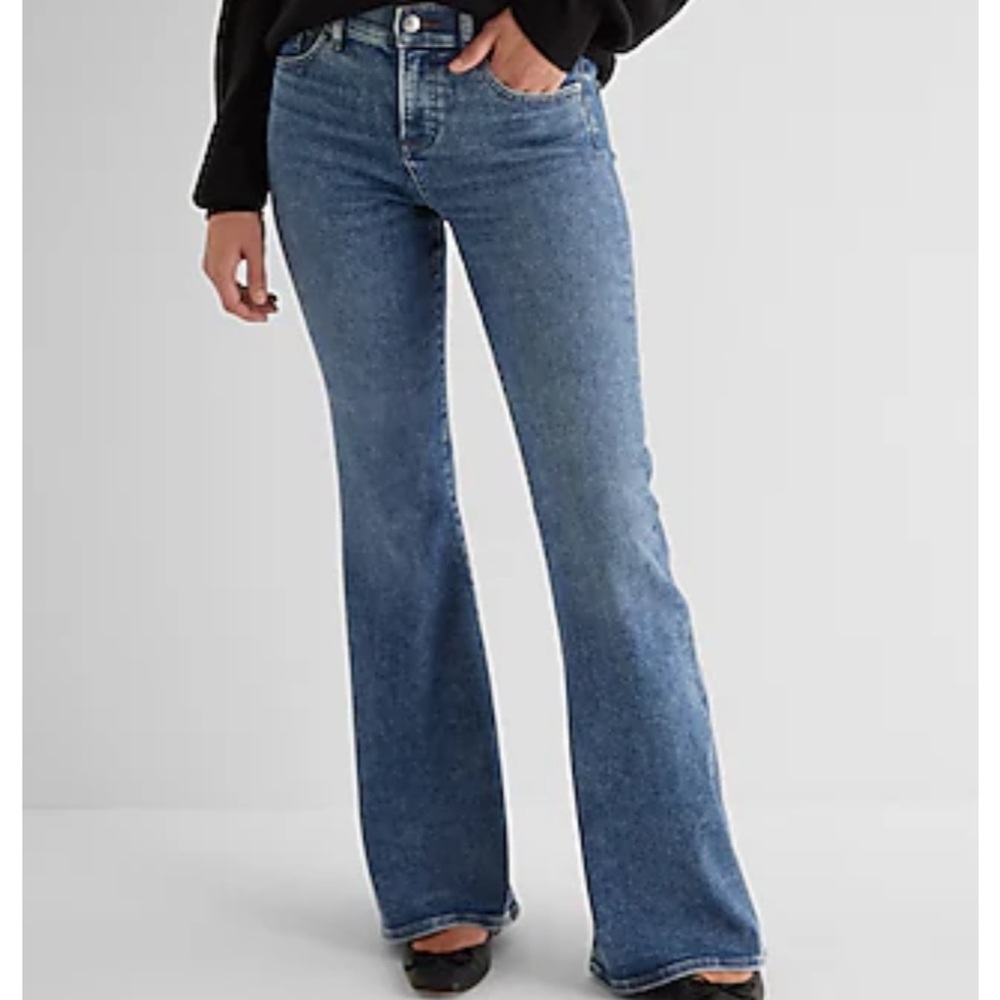 Express 70’s flare mid rise jeans